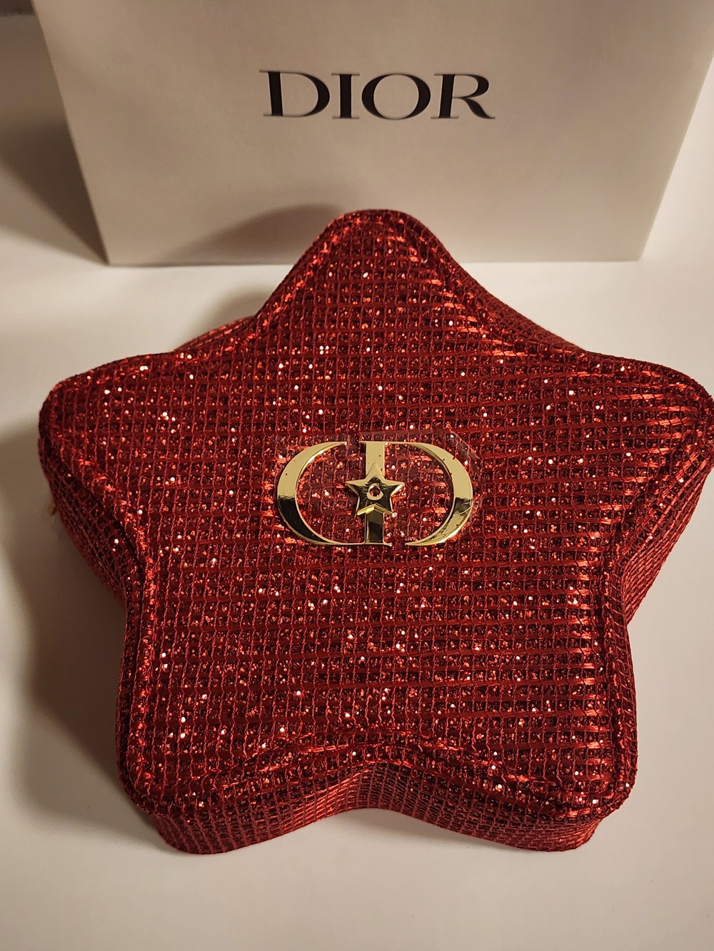 Dior Red Star-Shaped Glitter Trousse Pouch